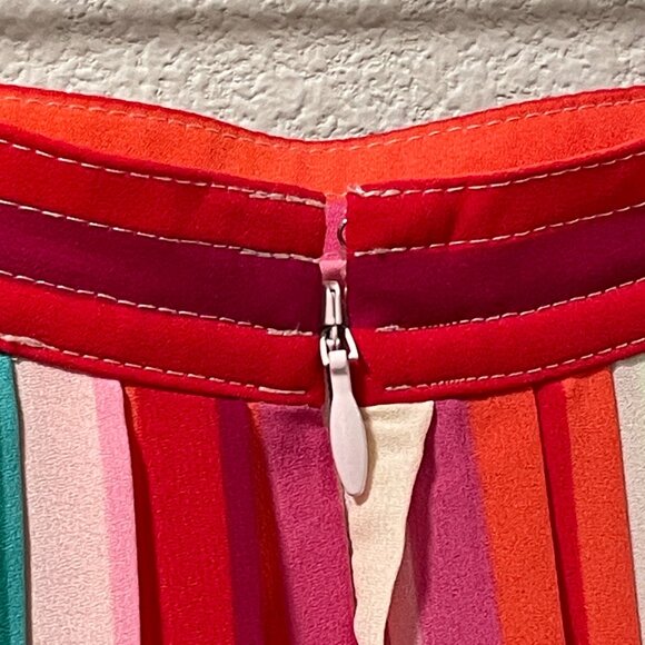 J. CREW "Sunburst" Watermelon (Rainbow) Vertical Stripe Pleated Skirt - 0/XS/S - Picture 5 of 10